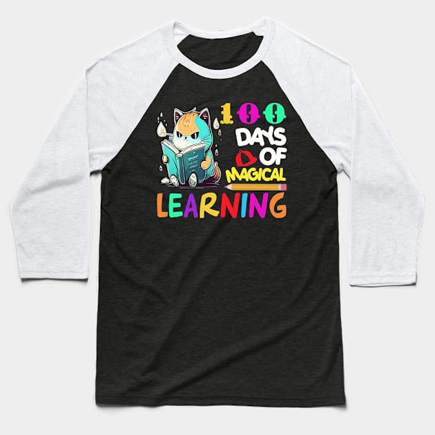 100 Days Of Magical Learning Baseball T-Shirt by ARTGUMY